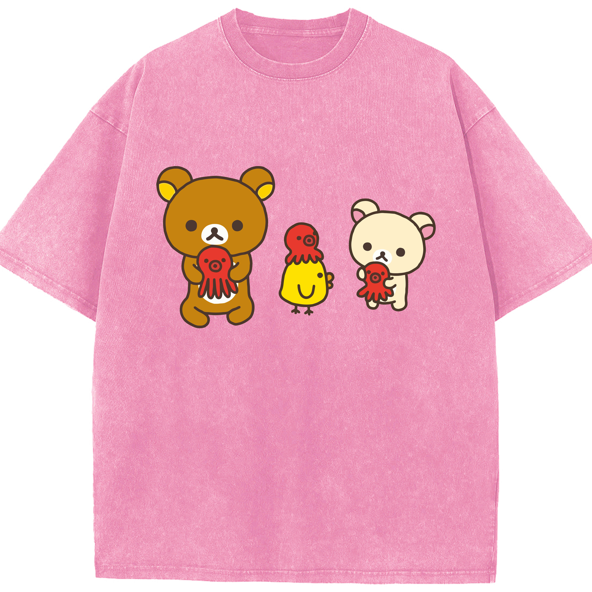 （画像用） リラックマ リラックマ キイロイトリ Rilakkuma Korilakkuma Kiiroitori 綿100% ヴィンテージ風 半袖Tシャツ（フロントプリント）